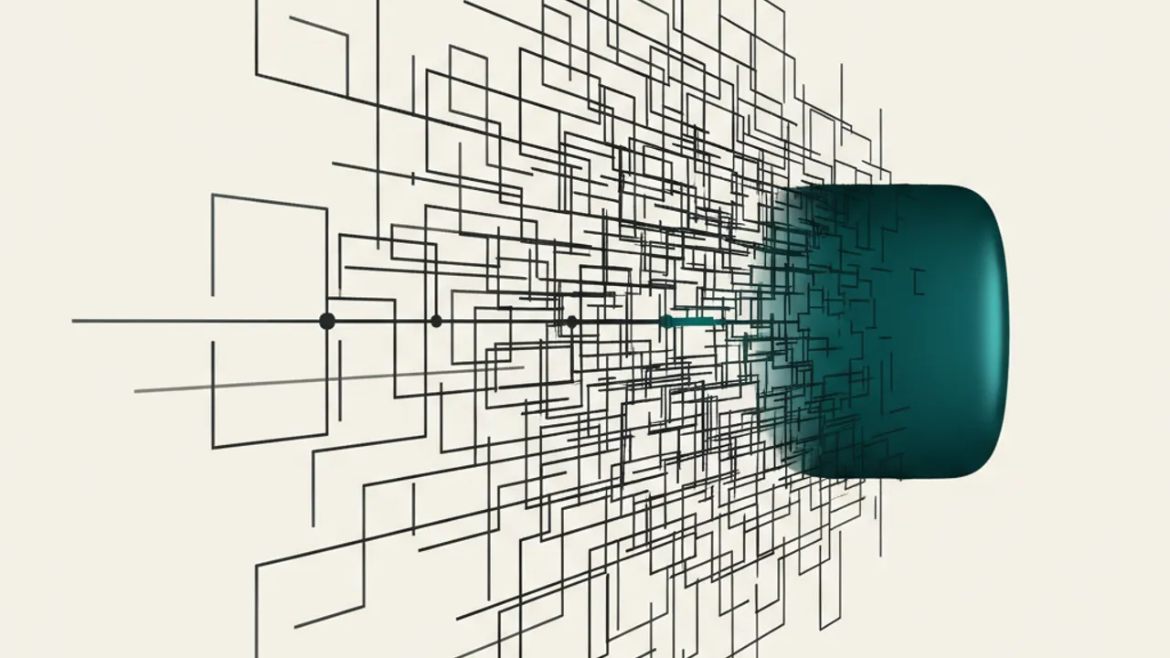 Abstract representation of structured data feeding an AI model